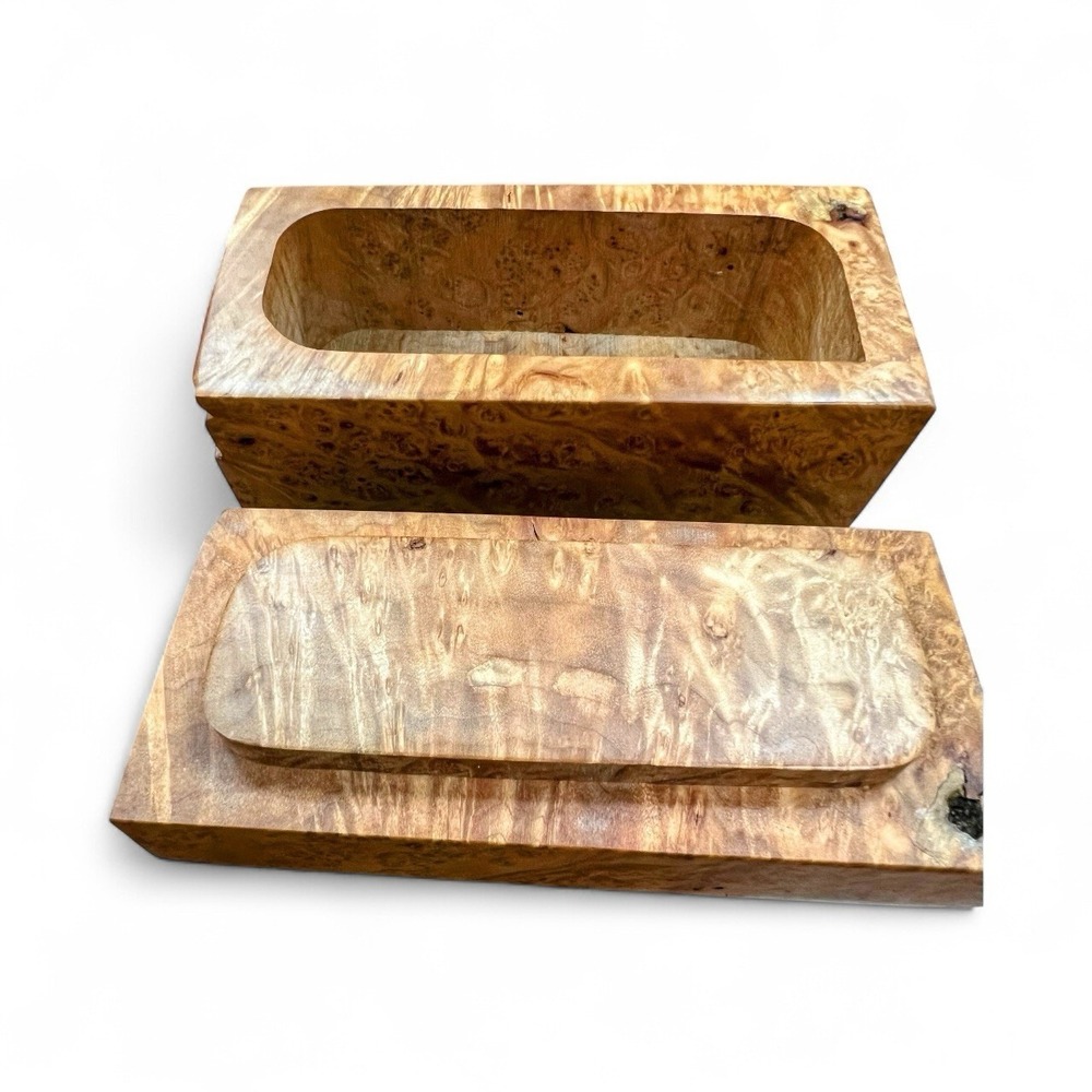 Vintage Michael Elkan Studio Crafted Burl Wood Lidded 5.75"‎ Trinket Jewelry Box - Picture 6 of 16